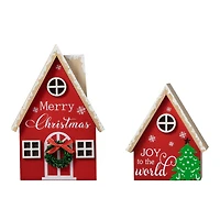Glitzhome® Christmas Lighted Wooden House Table Décor Set