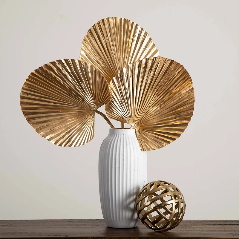 40" Gold Ruffled Fan Palm Stems, 3ct.