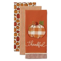 DII® Thankful Check Pumpkin Dishtowel Set