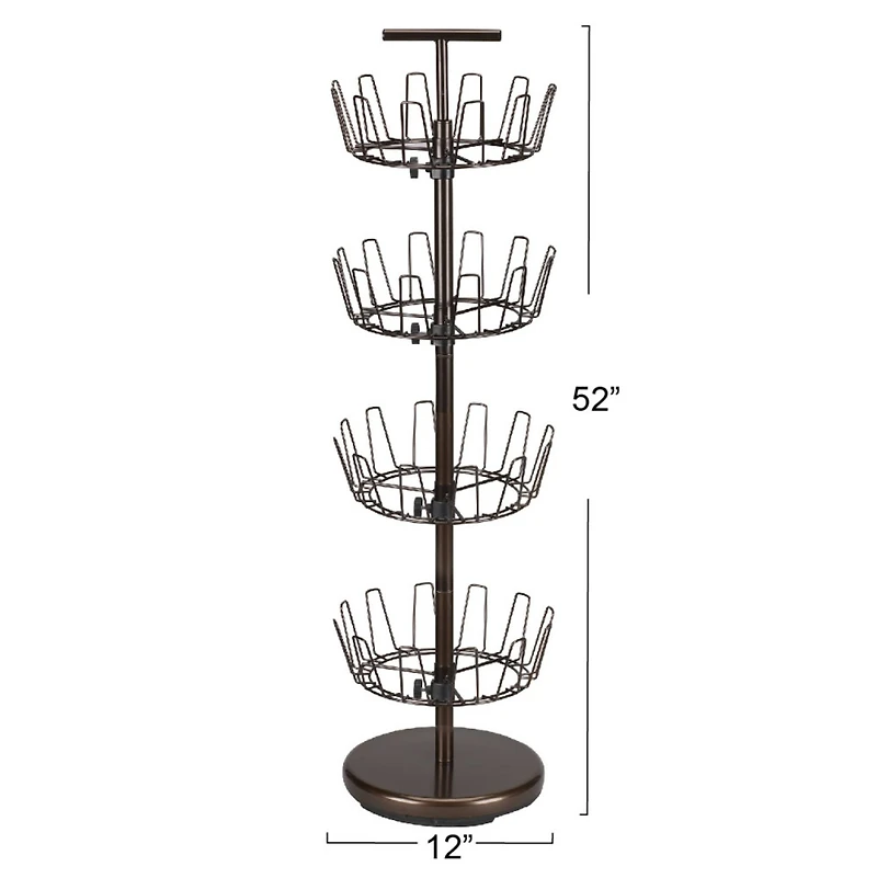 Household Essentials Brown 4-Tier Revolving Shoe Tree