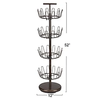 Household Essentials Brown 4-Tier Revolving Shoe Tree