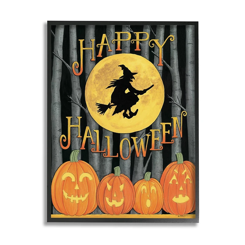 Stupell Industries Happy Halloween Forest Witch Framed Giclee Art