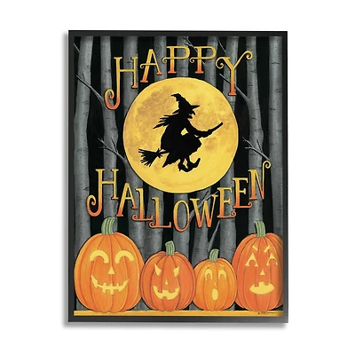 Stupell Industries Happy Halloween Forest Witch Framed Giclee Art