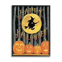 Stupell Industries Happy Halloween Forest Witch Framed Giclee Art