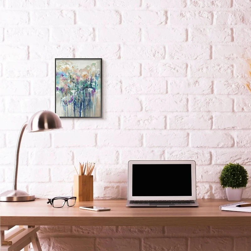 Stupell Industries Abstract Blue Purple Drip Painting Black Framed Wall Art