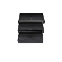 Set of 3" Black Wood Contemporary Trays, 3" x 16" x 10"