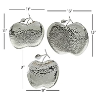 Silver Apple Stainless Steel Contemporary Tray Set