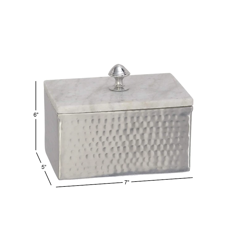 Gray Rectangular Aluminum Jewelry Box with Stoneware Lid