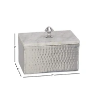 Gray Rectangular Aluminum Jewelry Box with Stoneware Lid