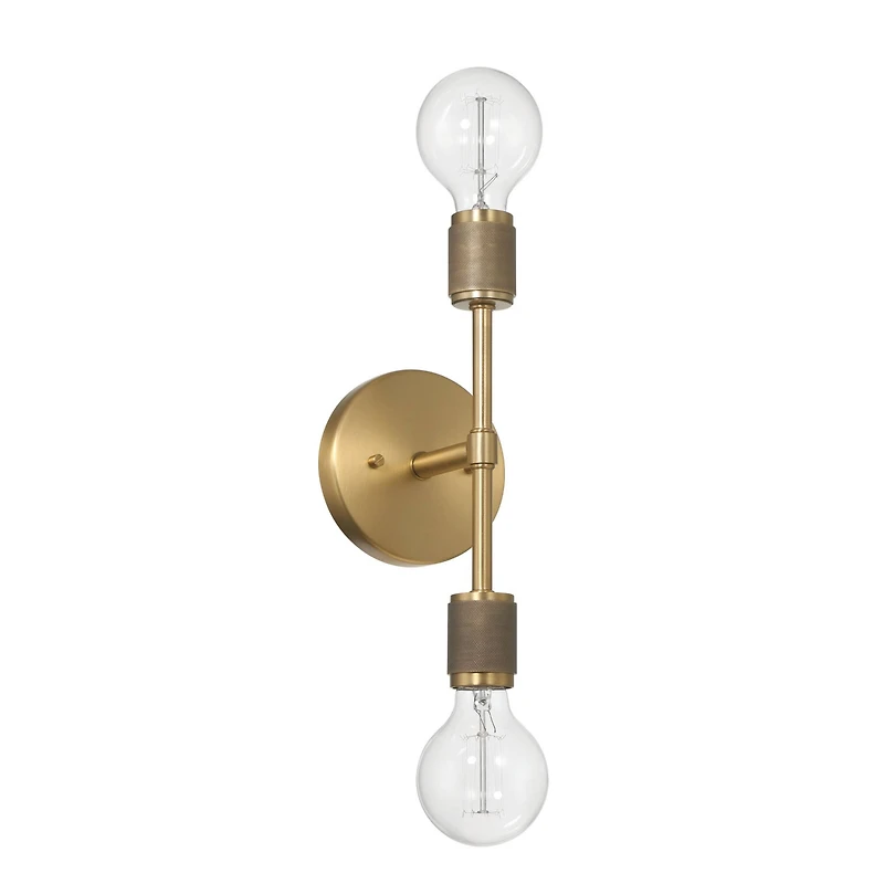 Hello Honey® Maxim 19" Gold Modern Minimalist Metal Exposed 2-Bulb Wall Sconce