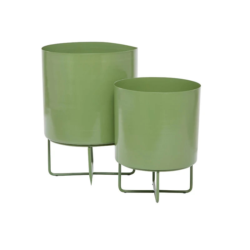 Green Modern Planter, Set of 2" 16", 13"