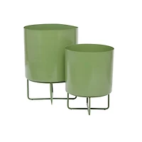 Green Modern Planter, Set of 2" 16", 13"