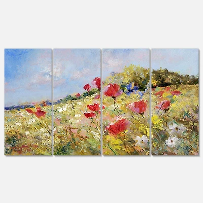 Designart - Painted Poppies on Summer Meadow