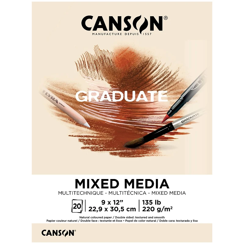 Canson® Graduate Foldover Natural Toned Mixed Media Pad, 9" x 12"