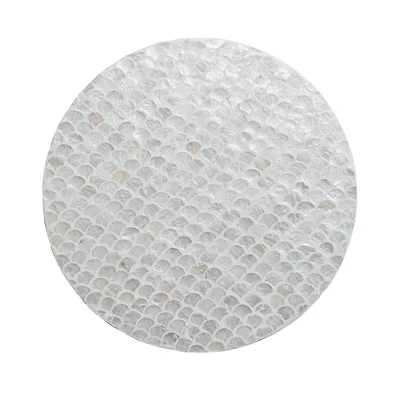 Hello Honey® 15.75" Wood & White Capiz-Embellished Round Lazy Susan
