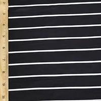 Fabric Merchants White Stripes on Black Double Brushed 4-Way Stretch Fabric