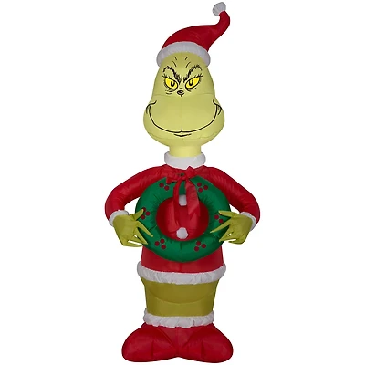 4ft. Airblown® Inflatable Christmas Grinch as Santa with Wreath