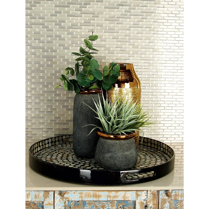 24" Black Wood Coastal Tray