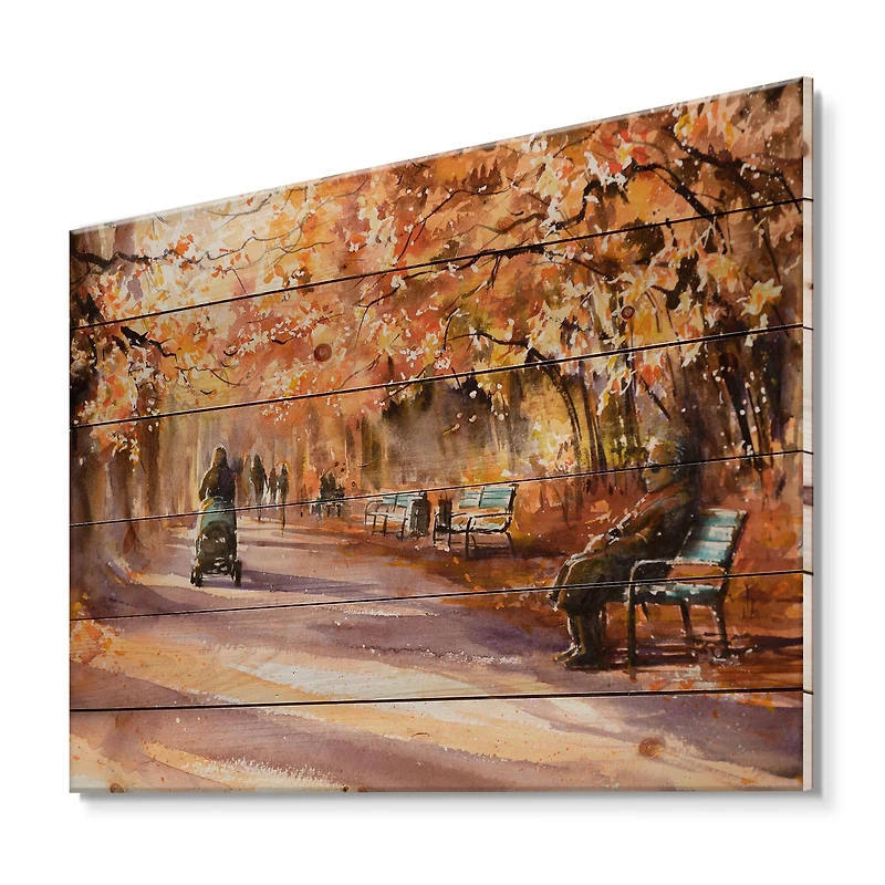 Designart - Road In The Park In Sunny Autumn Day