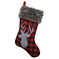 20.5" Alpine Chic Shepherd's Check Reindeer Stocking
