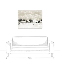 BW Barn Landscape 40" x 30" Canvas Wall Art