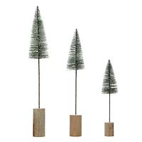 Hello Honey® 3ft. Faux Green Tree with Snow Finish & Wood Base