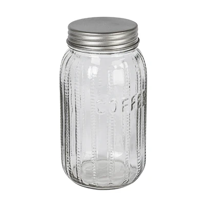 Hello Honey Coffee Embossed Glass Jar with Metal Lid