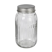 Hello Honey Coffee Embossed Glass Jar with Metal Lid