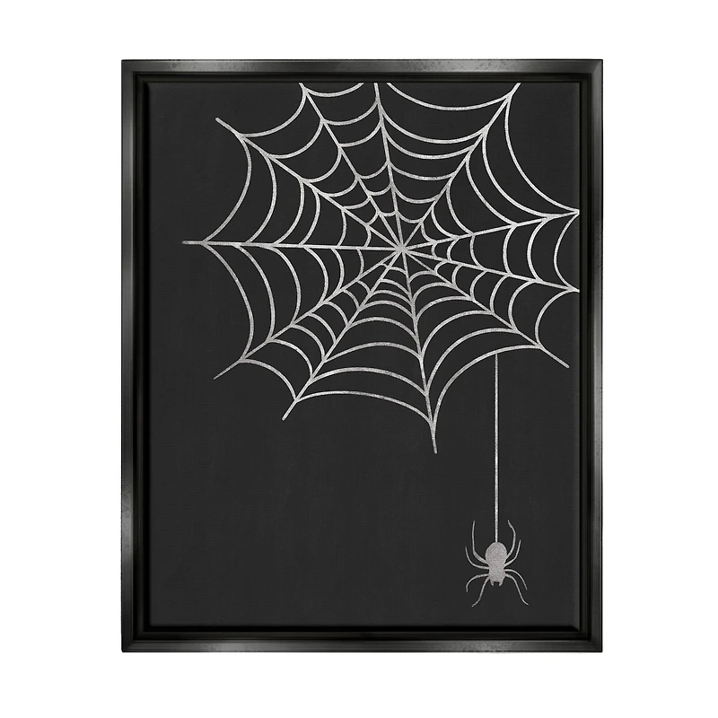 Stupell Industries Dangling Spider Web Insect Framed Floater Canvas Wall Art