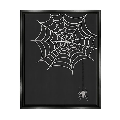 Stupell Industries Dangling Spider Web Insect Framed Floater Canvas Wall Art