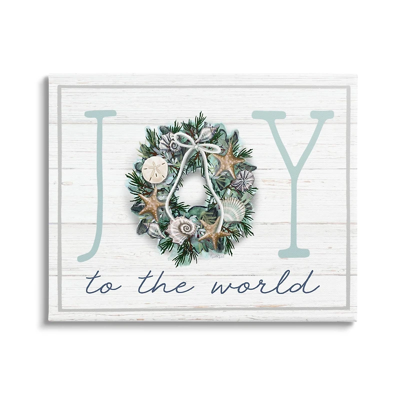 Stupell Industries Joy To The World Nautical Wreath Canvas Wall Art