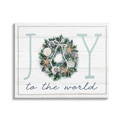 Stupell Industries Joy To The World Nautical Wreath Canvas Wall Art