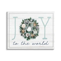 Stupell Industries Joy To The World Nautical Wreath Canvas Wall Art