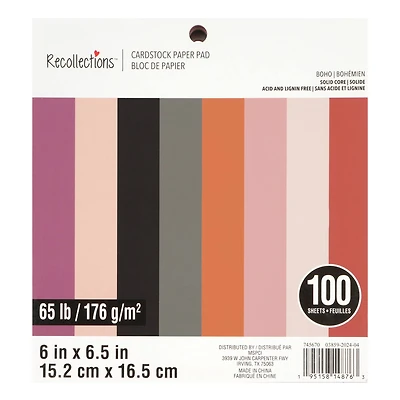 6" x 6.5" Boho 65lb. Cardstock Paper Pad by Recollections™, 100 Sheets