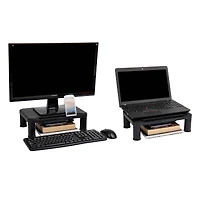 Mind Reader Black Small Plastic Monitor Riser Stand Set