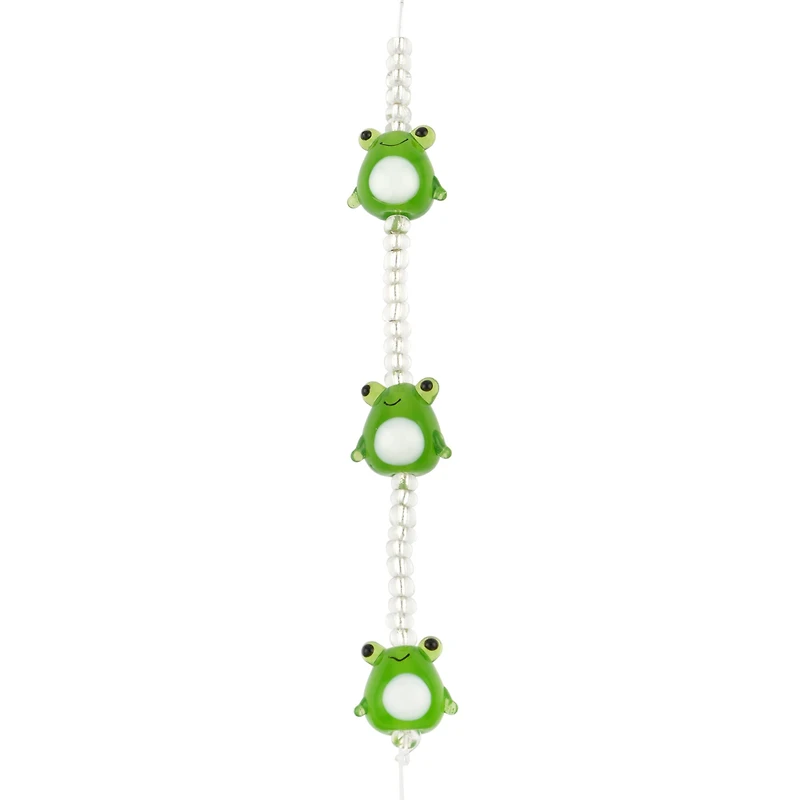 Green Lampwork Glass Frog Beads by Bead Landing™