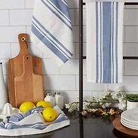 DII® Stonewash Blue Chef Stripe Dish Towels, 3ct.