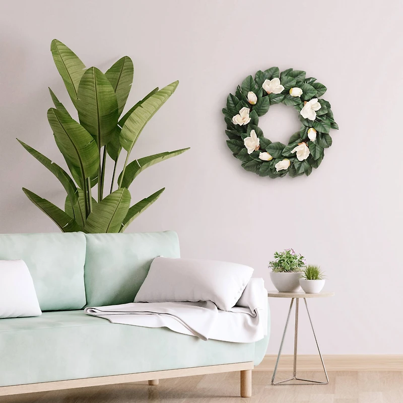 24" Cream Spring Magnolia Wreath