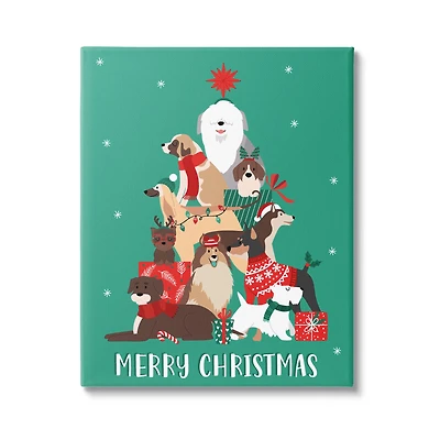 Stupell Industries Merry Christmas Happy Dog Gifts Canvas Wall Art