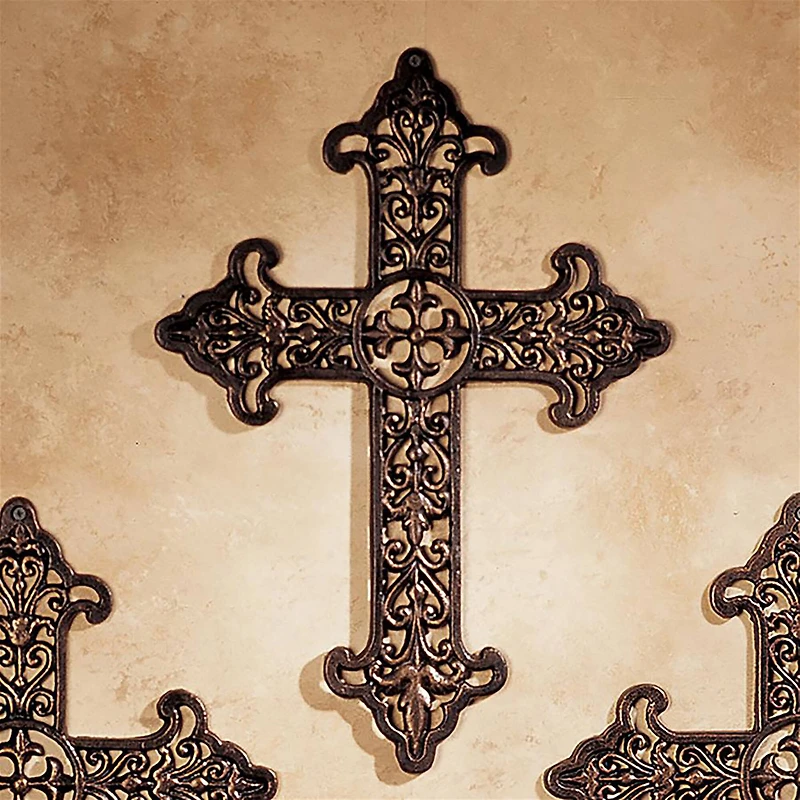 Design Toscano Bronze Fleur de Lis Cross