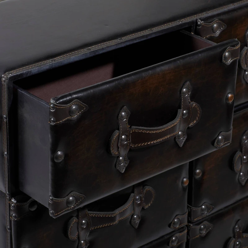 32" Black Faux Leather & Cedar Traditional Chest
