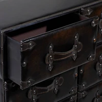 32" Black Faux Leather & Cedar Traditional Chest