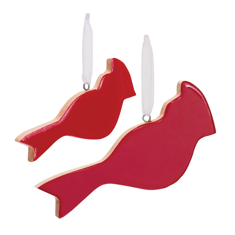 Glass Cardinal Bird Ornament Set