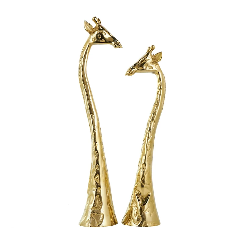 Gold Aluminum Giraffe Sculpture Set