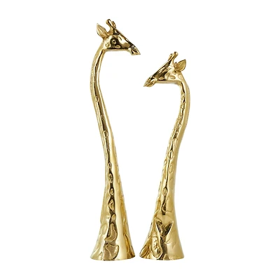 Gold Aluminum Giraffe Sculpture Set