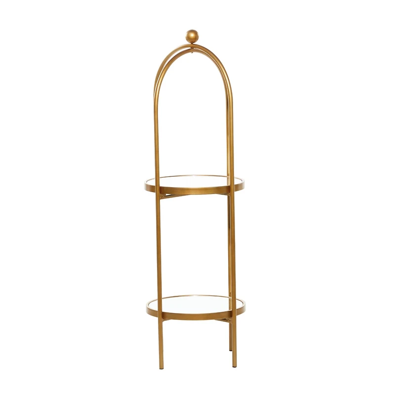 Gold Metal Glam Standing Mirror Shelves, 46" x 16" x 18"