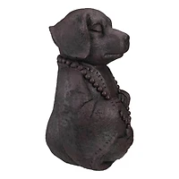 17" Dark Gray Meditating Buddha Dog Outdoor Garden Statue