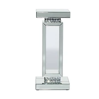 Silver MDF Wood Glam Pedestal Table, 12" x 12" x 28"