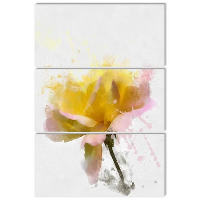 Designart - Yellow Rose with Green Stem