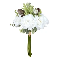12" White Rose & Pinecone Bouquet by Ashland®
